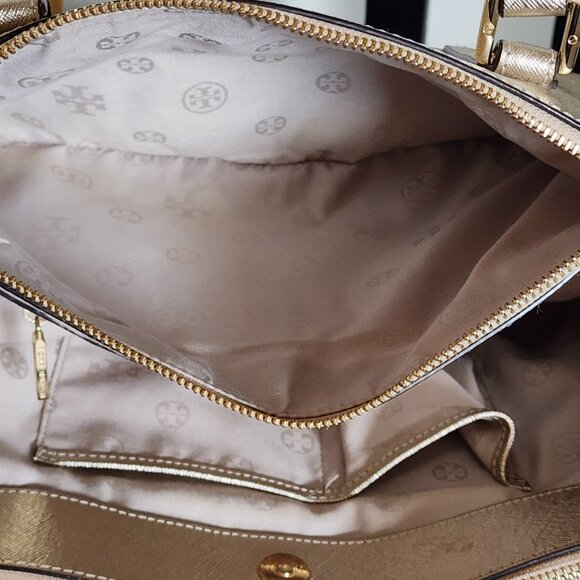 Tory Burch Robinson Metallic Gold Small East West Tote - Picture 14 of 14
